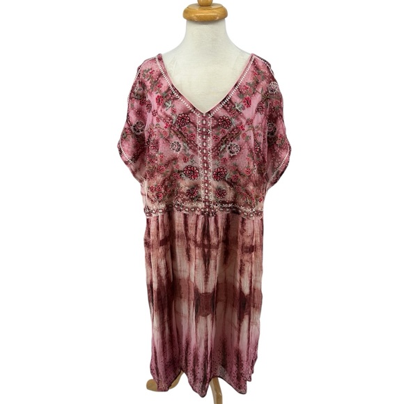 NWT Sundance Gemi Embroidered Tie Dye Print Boho Dress Size XL NEW - Picture 2 of 13